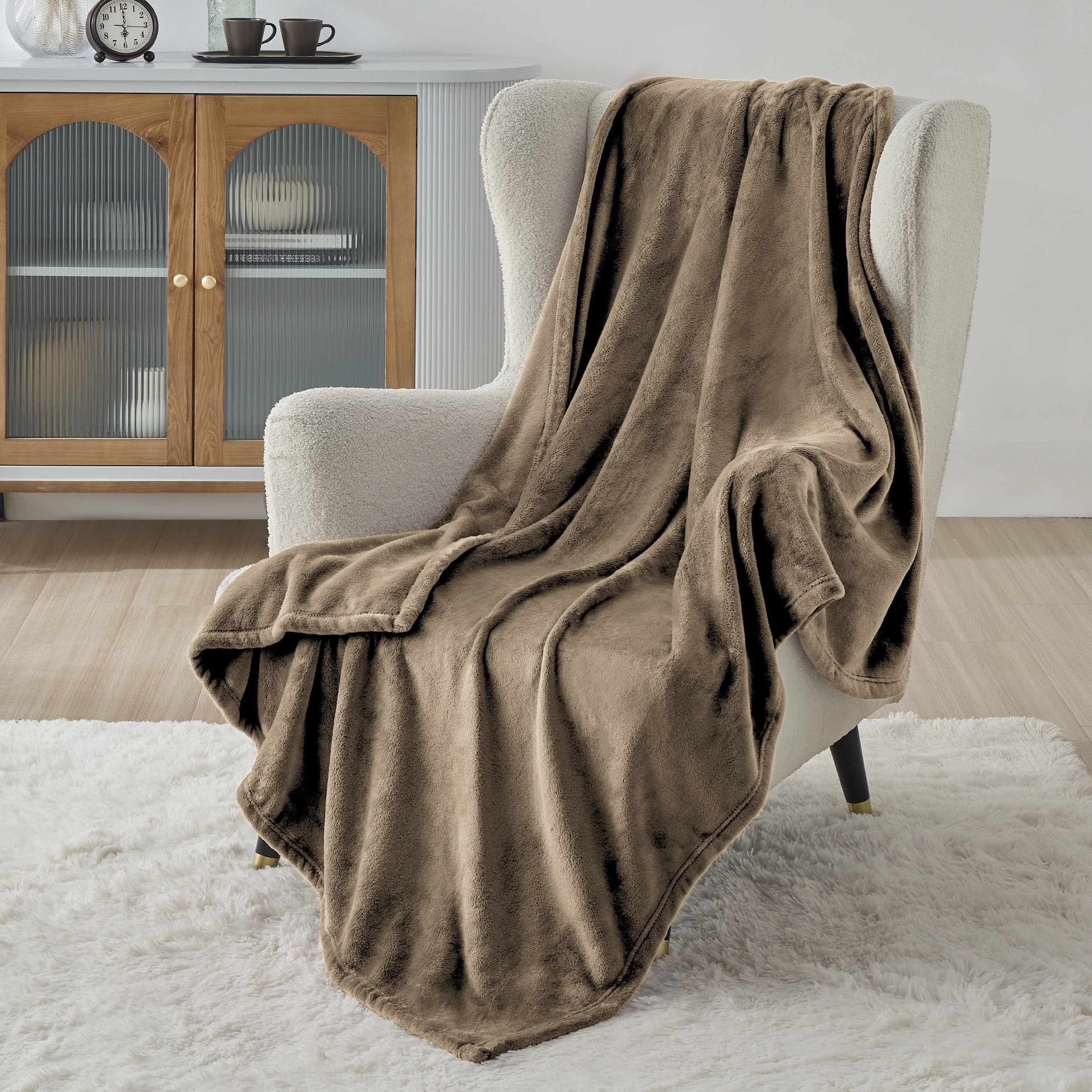 Taupe fleece throw hotsell