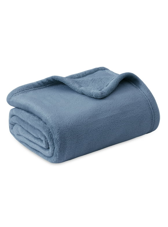 Bedsure Fleece Blanket Throw Blanket Washed Blue - 300Gsm Cozy Blankets And Throws for Toddlers,Kids