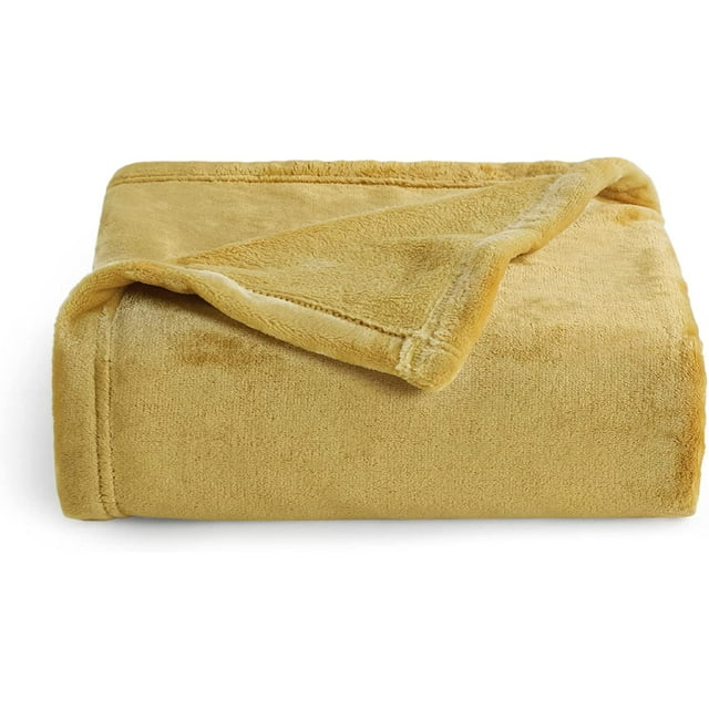 Bedsure Fleece Blanket Twin Blanket Gold, Super Soft Cozy Blanket
