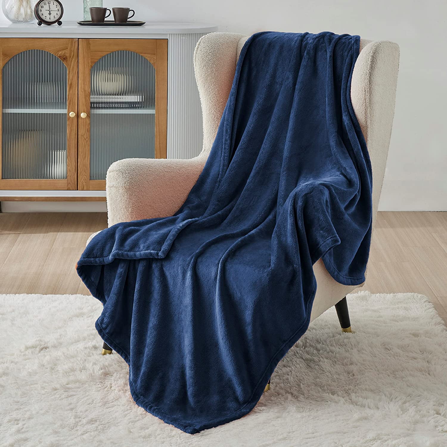 Cozy Comfort Fleece Blanket Twin Blanket Navy Blue 300Gsm Soft