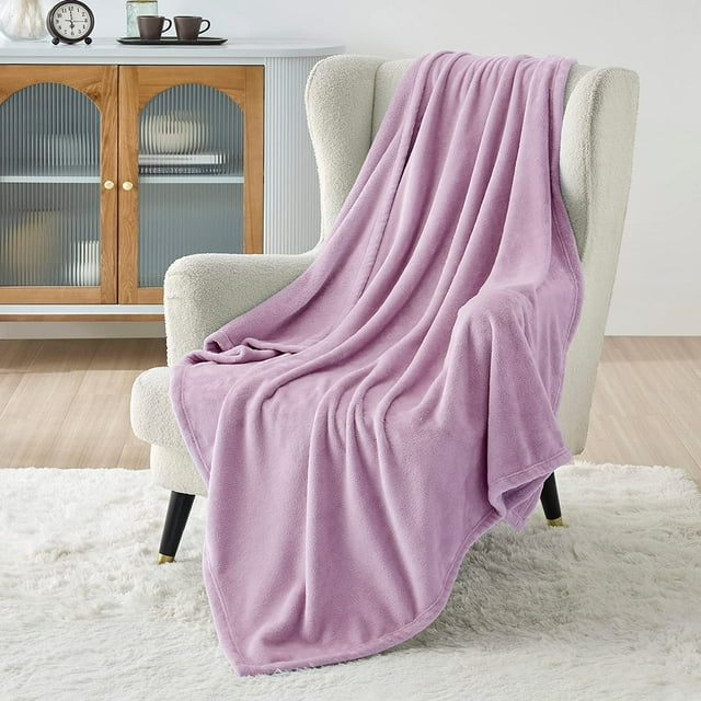 Bedsure Fleece Blanket Twin,Lilac Light Purple Lightweight Blanket Soft Cozy Blanket,60 X80