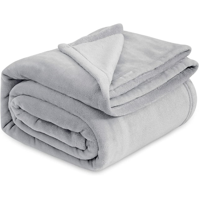 Bedsure Fleece Blankets King Size Light Grey Soft Lightweight Plush