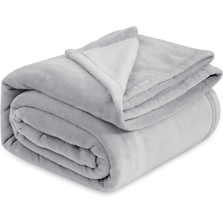 Bedsure Fleece Blankets King Size Light Grey - Soft Lightweight