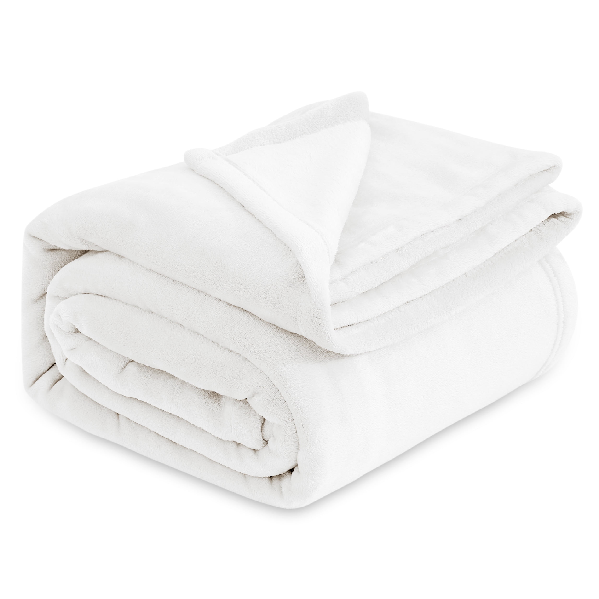 Bedsure Warm Fluffy Thick Fleece Blankets King Size, White