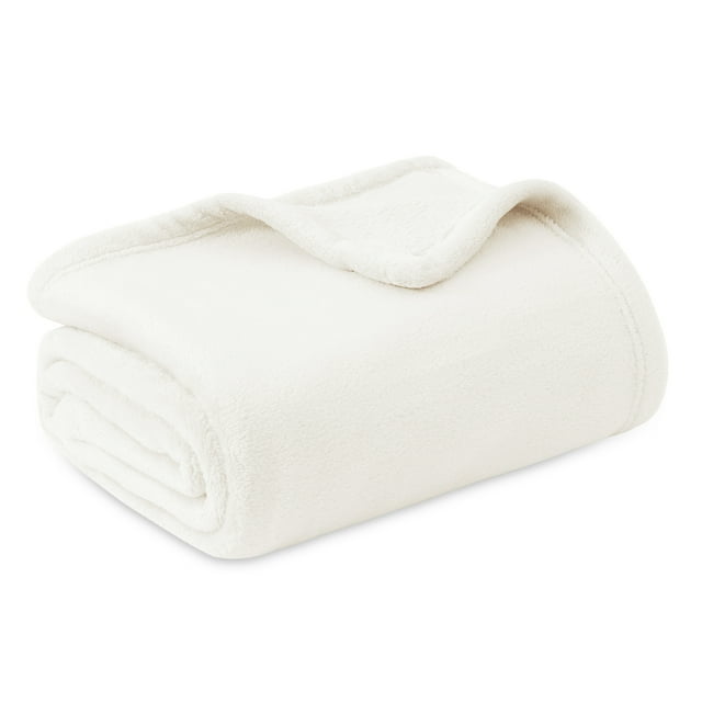 Cozy Comfort Fleece Blankets Throw Size Cream 300GSM Lightweight