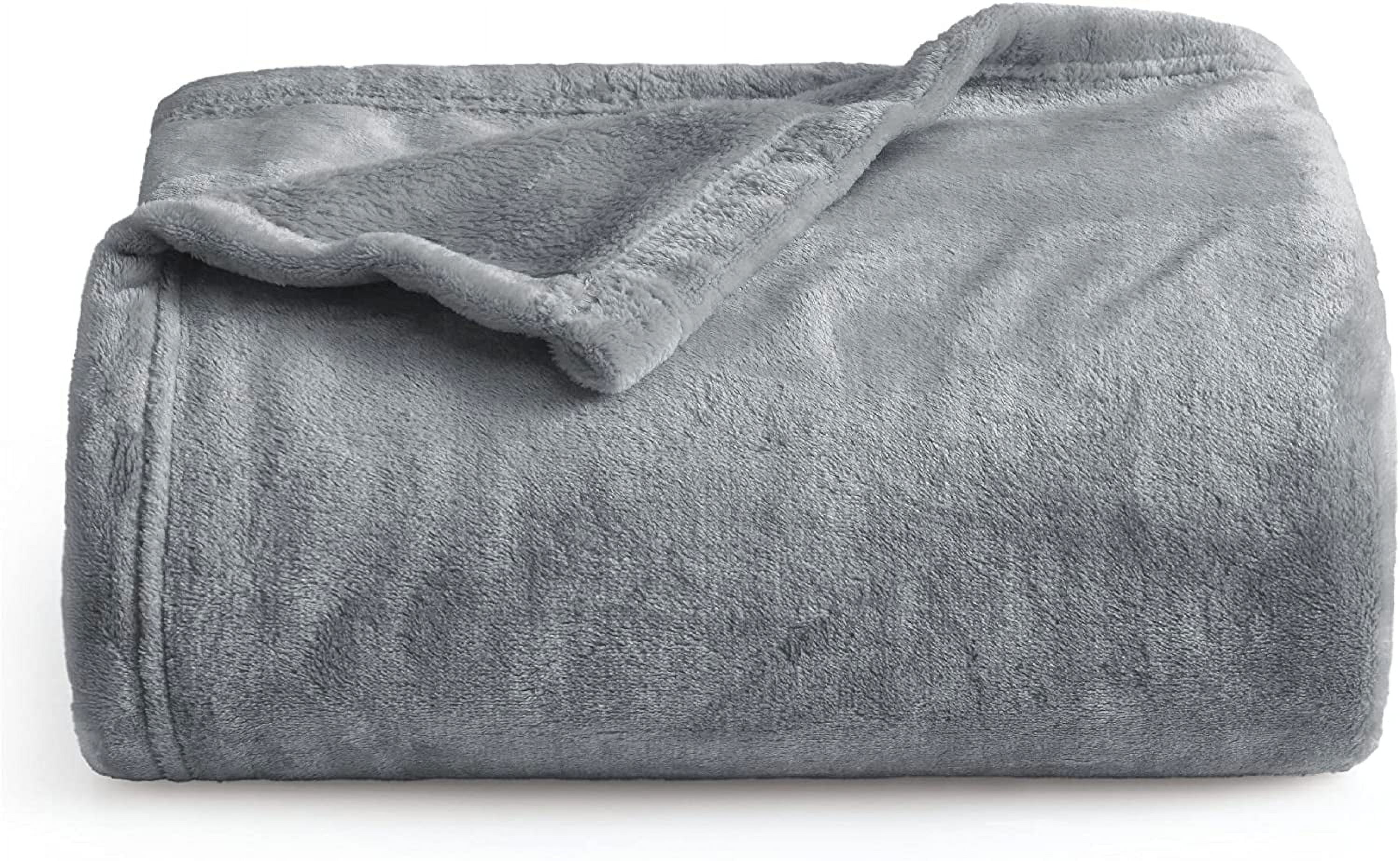 Bedsure Fleece Blankets Twin Size Grey - 300GSM Lightweight Plush