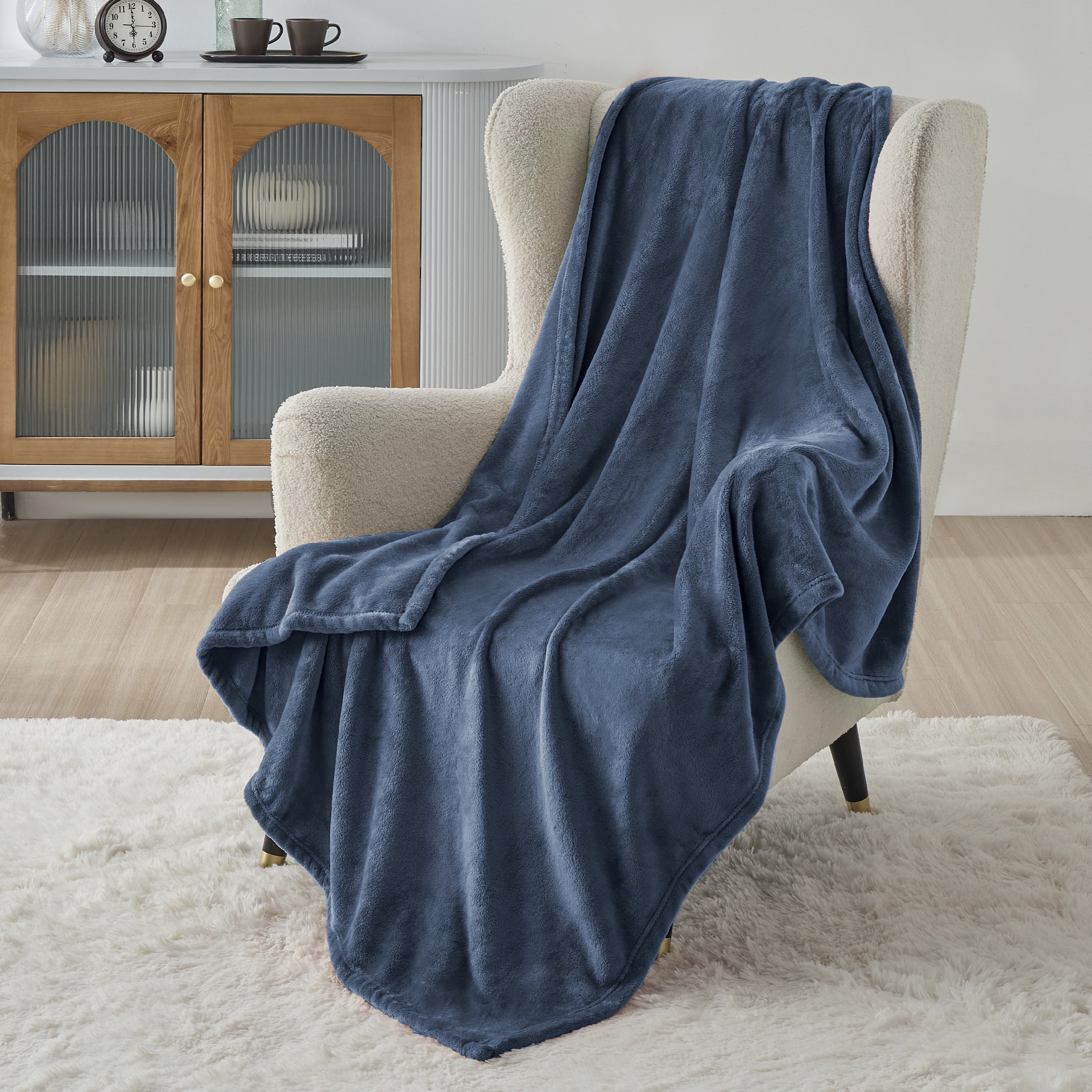 Bedsure Fleece Throw Blanket Navy Blue 300Gsm Throw Blankets for Toddlers Kids Boys 50 60 inches
