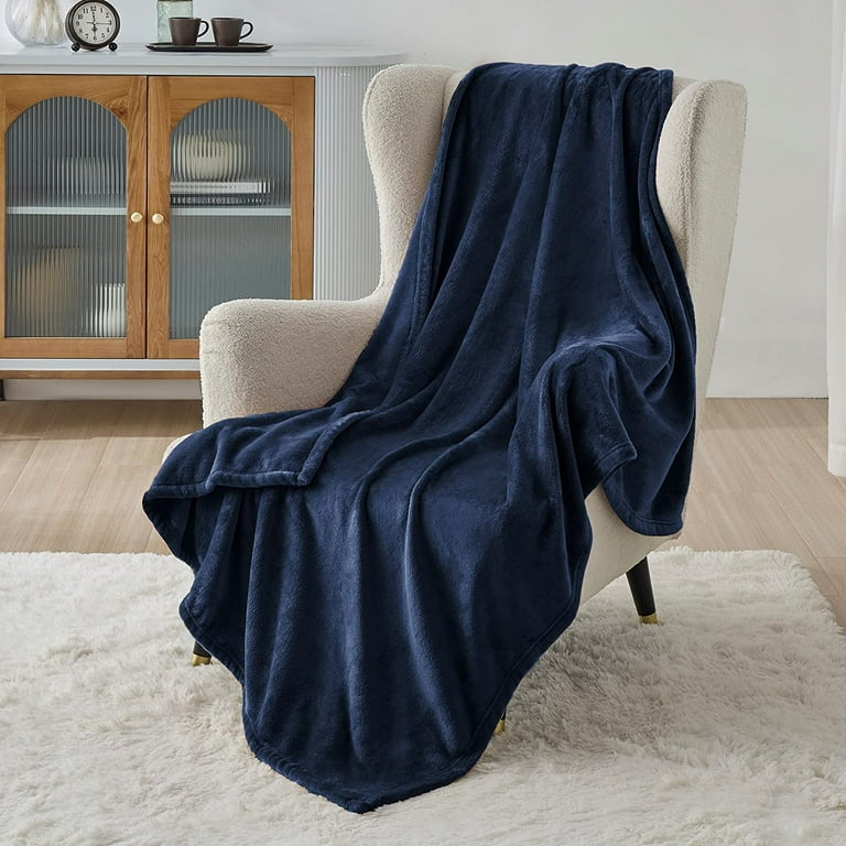 Bedsure Fleece Throw Blanket for Couch Dark Blue - Lightweight