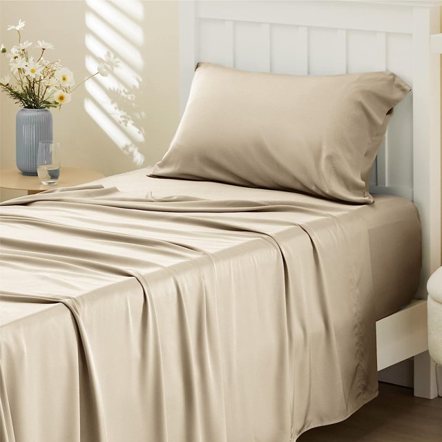 Bedsure Full Size Cooling Bed Sheets Set, Bamboo Rayon, Luxury Silky