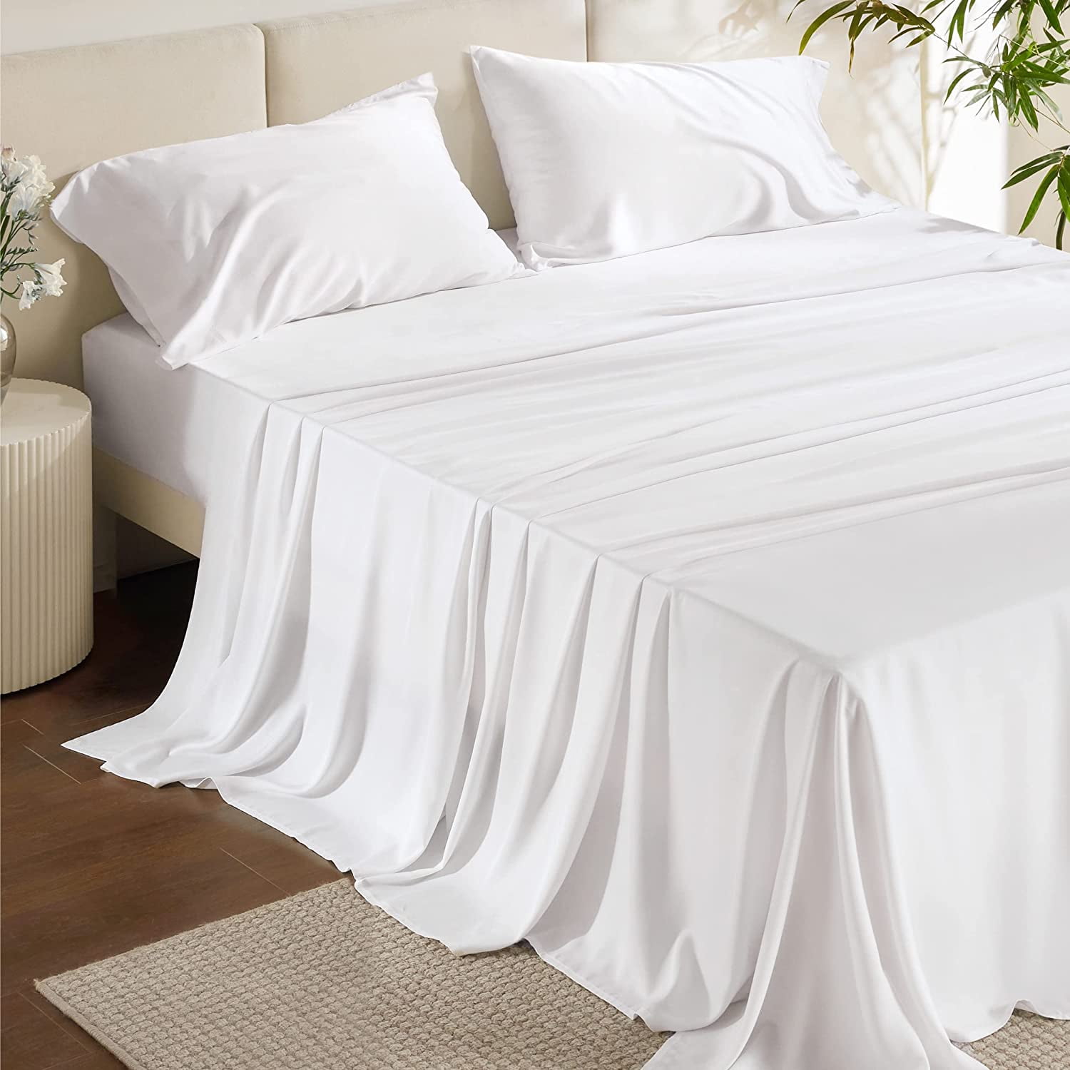 Bedsure Queen Sheets White - Soft Sheets for Queen Size Bed, 4 Pieces Hotel  Luxury White Sheets Quee…See more Bedsure Queen Sheets White - Soft Sheets