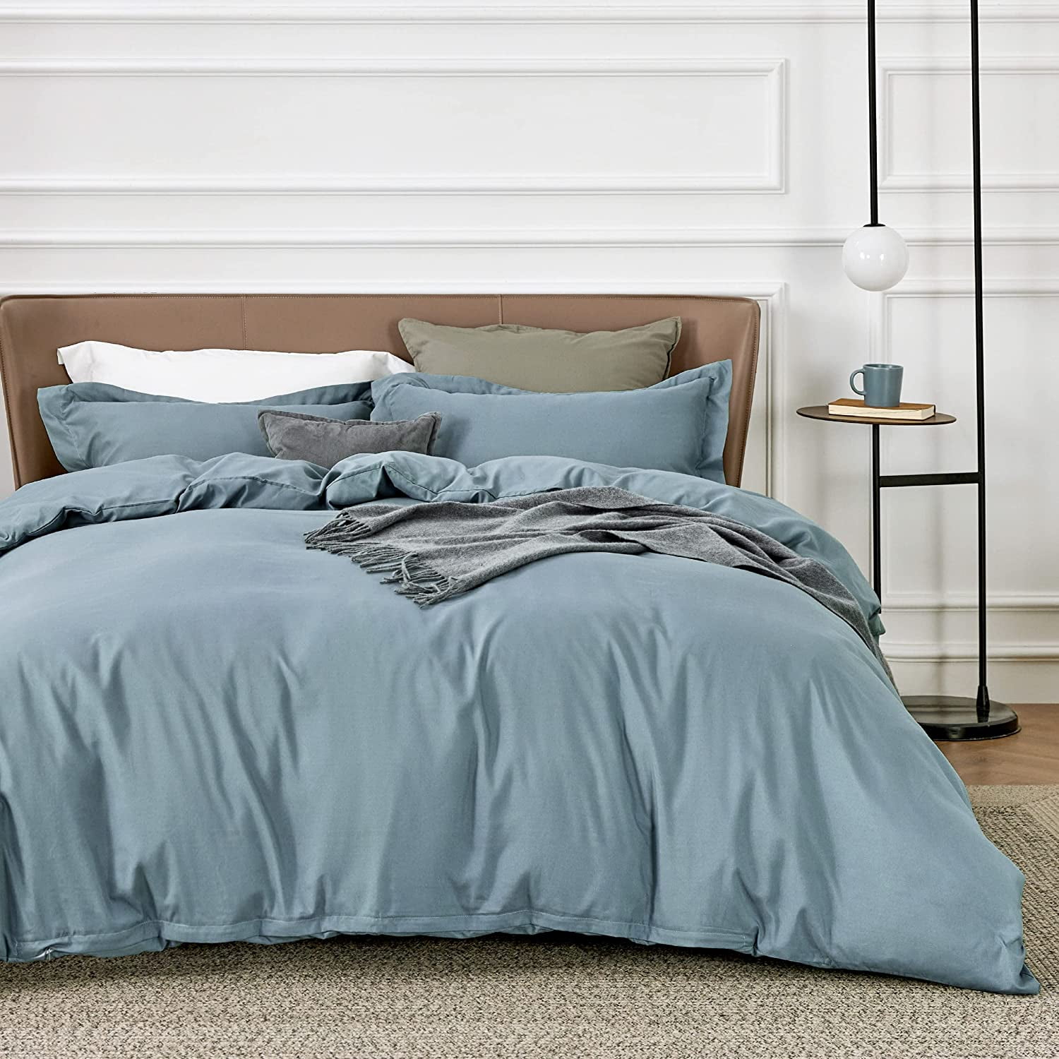 Bedsure King Grayish Blue polyester microfiber material Duvet Covers 3 Pieces , 1 Duvet Cover