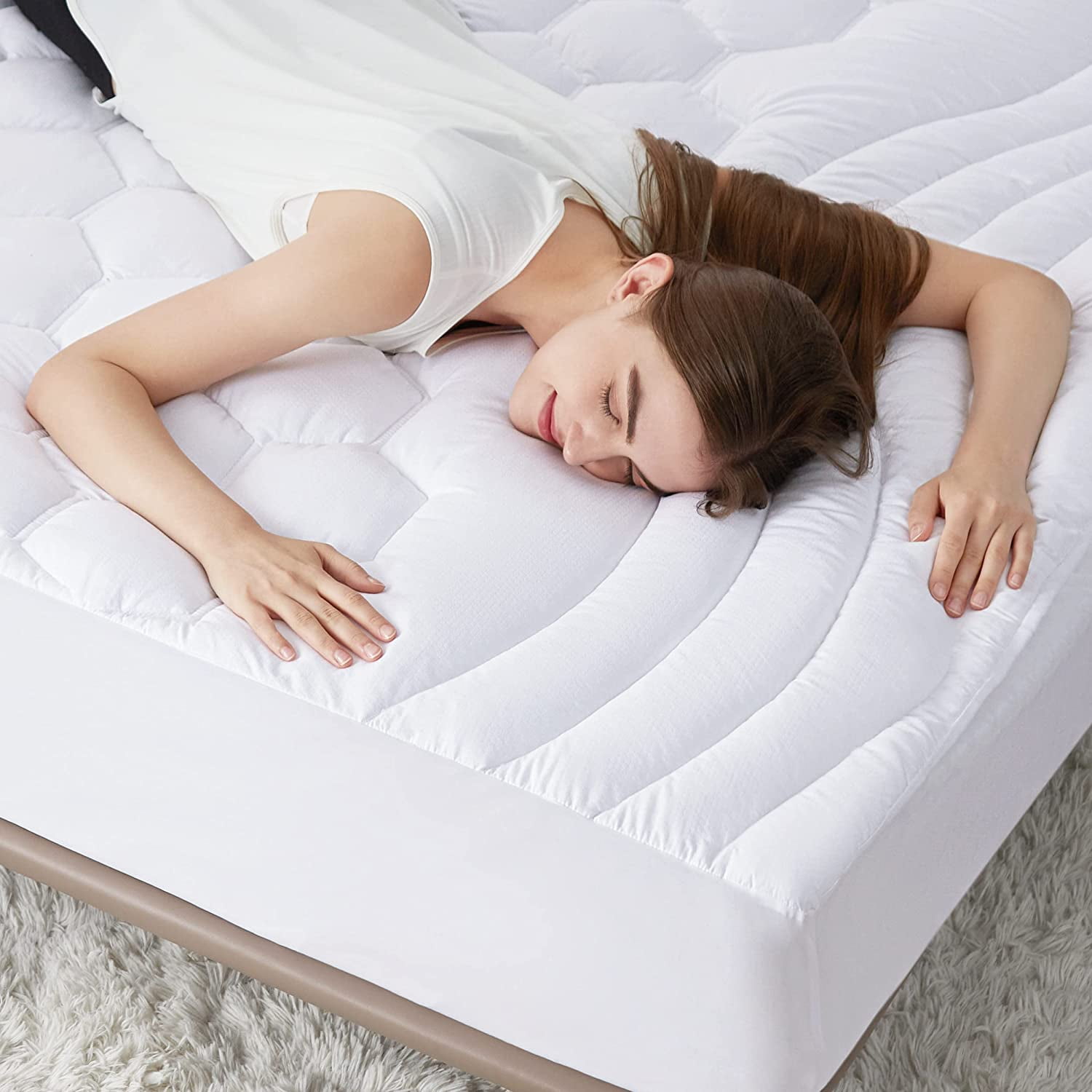 Bedsure King Mattress Pad Thick, Extra Cushioned Down Alternative Protector, Cooling & Soft