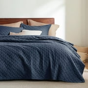Bedsure King Quilt Set - Lightweight Summer Quilt - Navy Bedding Coverlets for All Seasons (Includes 1 Quilt, 2 Shams)