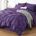 Cozy Comfort King Size Comforter Set Bedding Set King 7 Pieces, Pintuck Bed in a Bag Purple