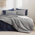 Cozy Comfort King Size Comforter Set Grey Navy, 7 Pieces Lightweight