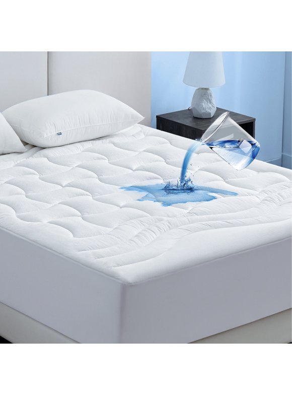 Cozy Comfort King Waterproof Mattress Pad - Thick Quilted Fitted Mattress Protector with 8-21" Deep Pocket, Soft Breathable Mattress Cover Padded, 78x80 inches, White