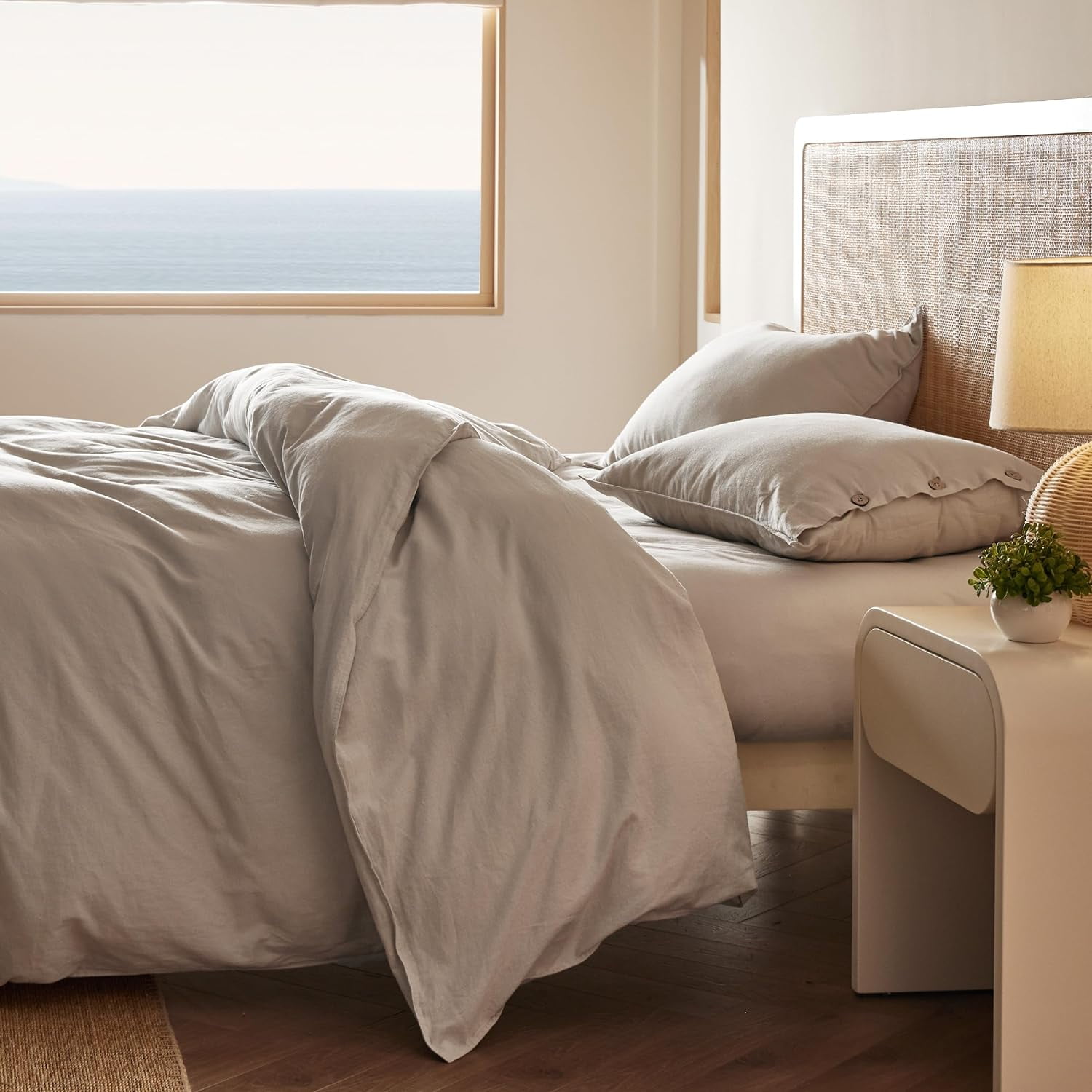 Bedsure Linen Duvet Cover King Linen Color, 3 Pieces, 1 Duvet Cover