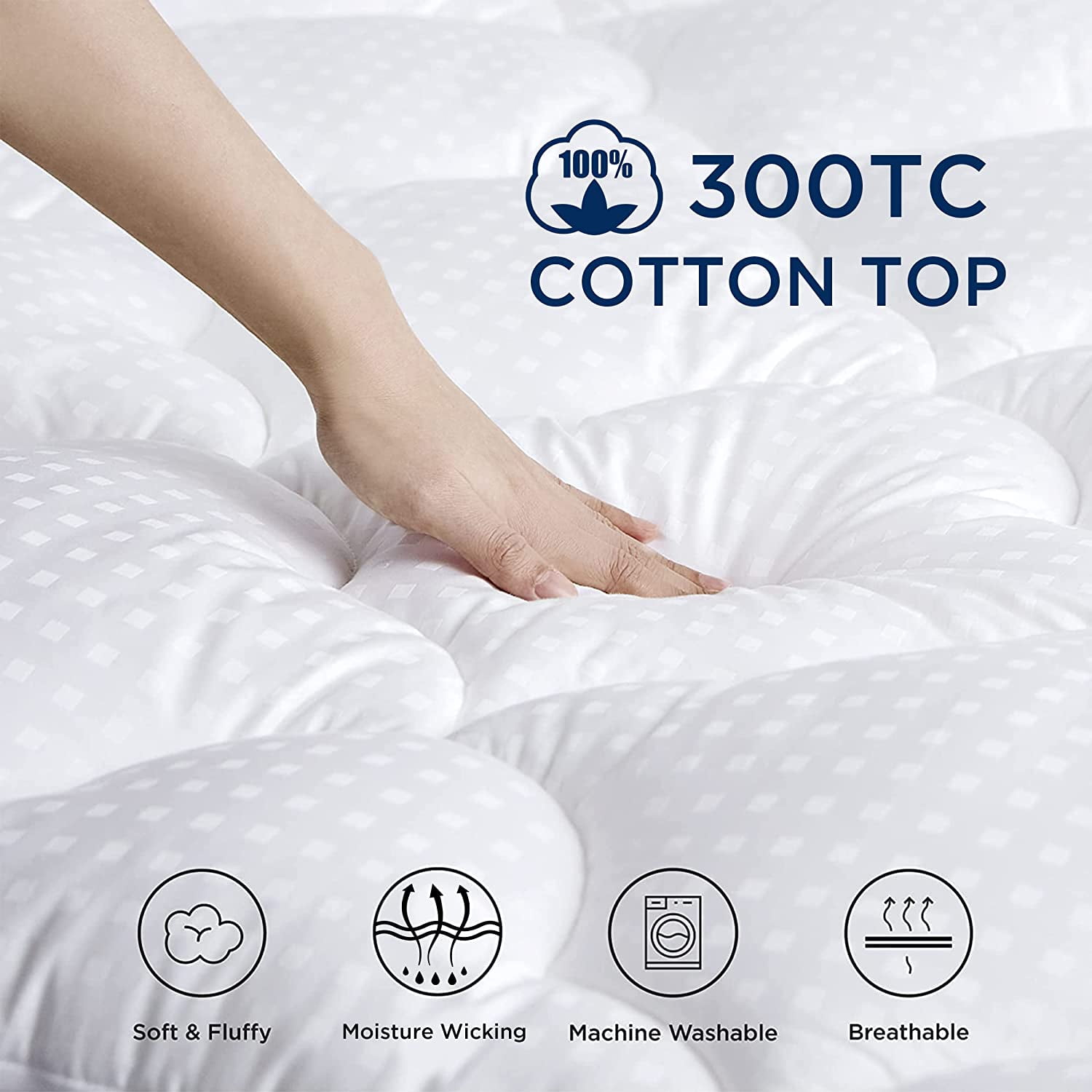 Emma + Oliver Full Size Hypoallergenic Mattress Pad with Deep Pockets and Quilted Cotton Top