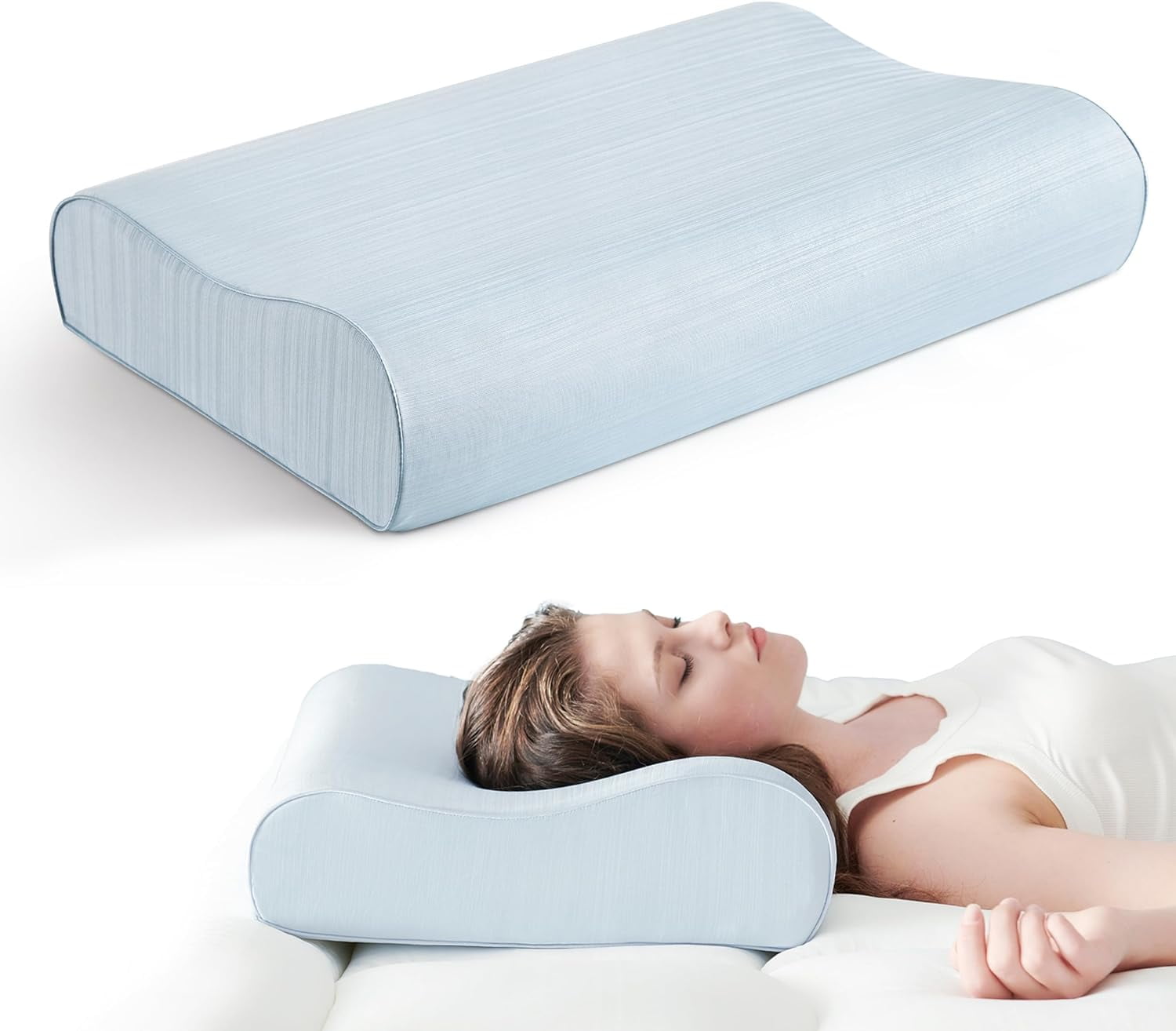 Cozy Comfort Memory Foam Pillows Cooling Neck Cervical for Pain Relief Odorless Ergonomic Adjustable Orthopedic Bed Pillow for Side Back Stomach