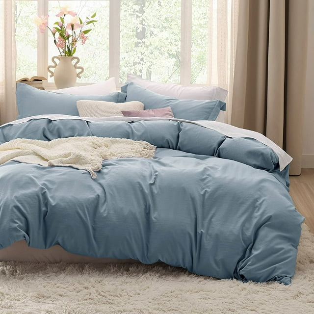 Cozy Comfort Mineral Blue Twin Duvet Cover Set Soft Prewashed Duvet Cover Twin/Twin XL Size, 2