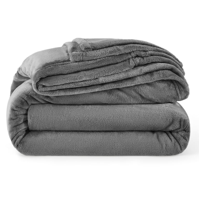 Bedsure Oversized Big Fleece Blanket Grey ,Soft Lightweight Plush Fuzzy  Cozy Luxury Microfiber, 120X120 Inches