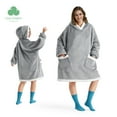 thumbnail image 1 of Cozy Comfort Oversized Wearable Giant Pocket Blanket Hoodie for Men Indoors and Outdoors, Sherpa Fleece Hooded Blanket for Adult, Grey, 1 of 6