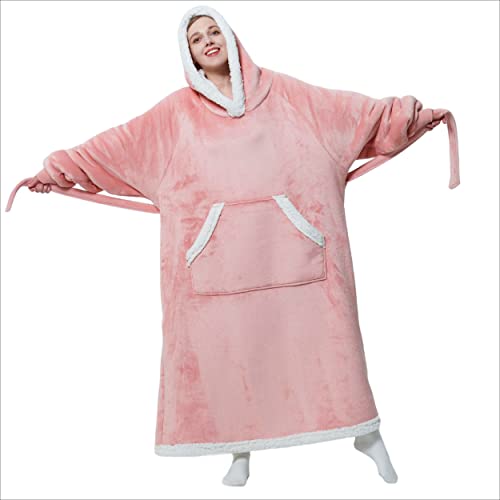 Bedsure Ovesized Side Split and Belt Wearable Blanket Hoodie, Long Sherpa  Fleece Blanket Sweatshirt with Warm Big Hood, Mellow Rose, Small -  Walmart.com