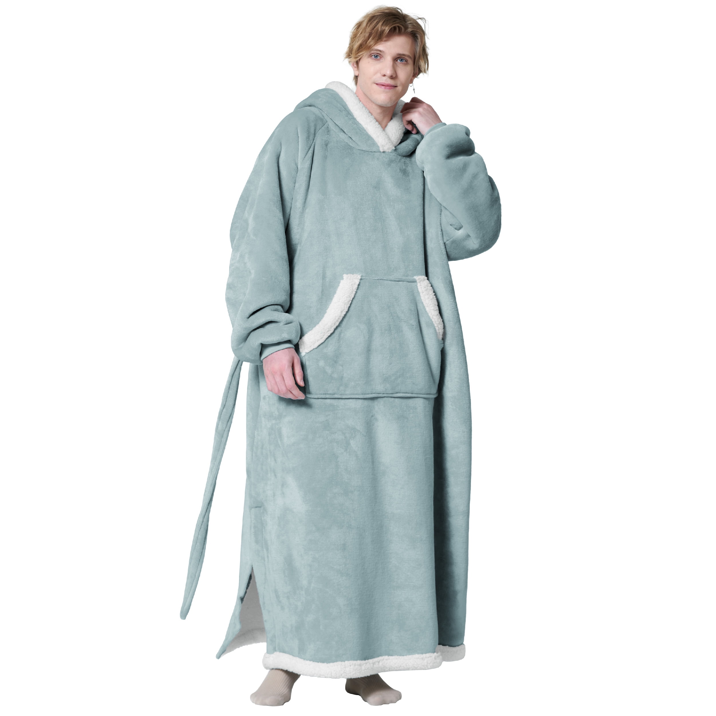 Bedsure Ovesized Wearable Blanket Hoodie, Long Sherpa Fleece Blanket