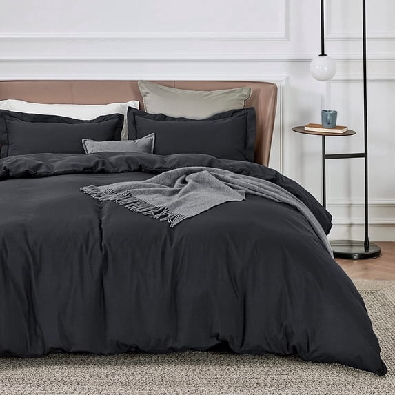 U by Bedsure Queen Black polyester microfiber material Duvet Covers 3 Pieces , 1 Duvet Cover 90x90 and 2 Pillow Shams