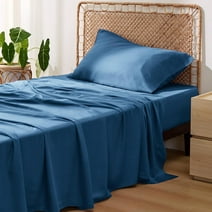 Bedsure Queen Cooling Bed Sheets Set, Rayon Derived from Bamboo, Hotel Luxury Silky Breathable Bedding Sheets & Pillowcases, Teal