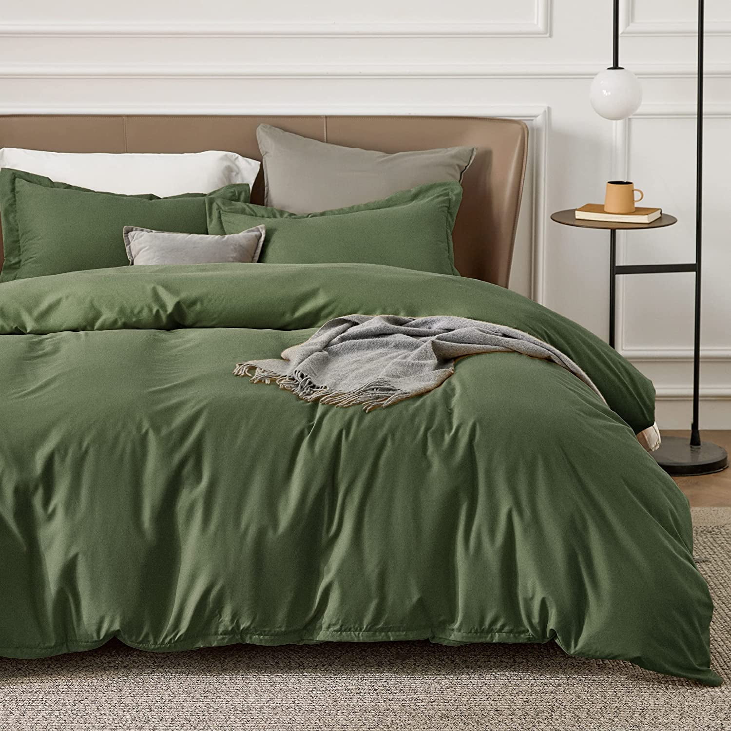 Bedsure Queen Olive Green polyester microfiber material Duvet Covers 3