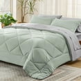 Cozy Comfort Sage Green Queen Comforter Set 7 Pieces Reversible Bed Set Sage Green Bed in a