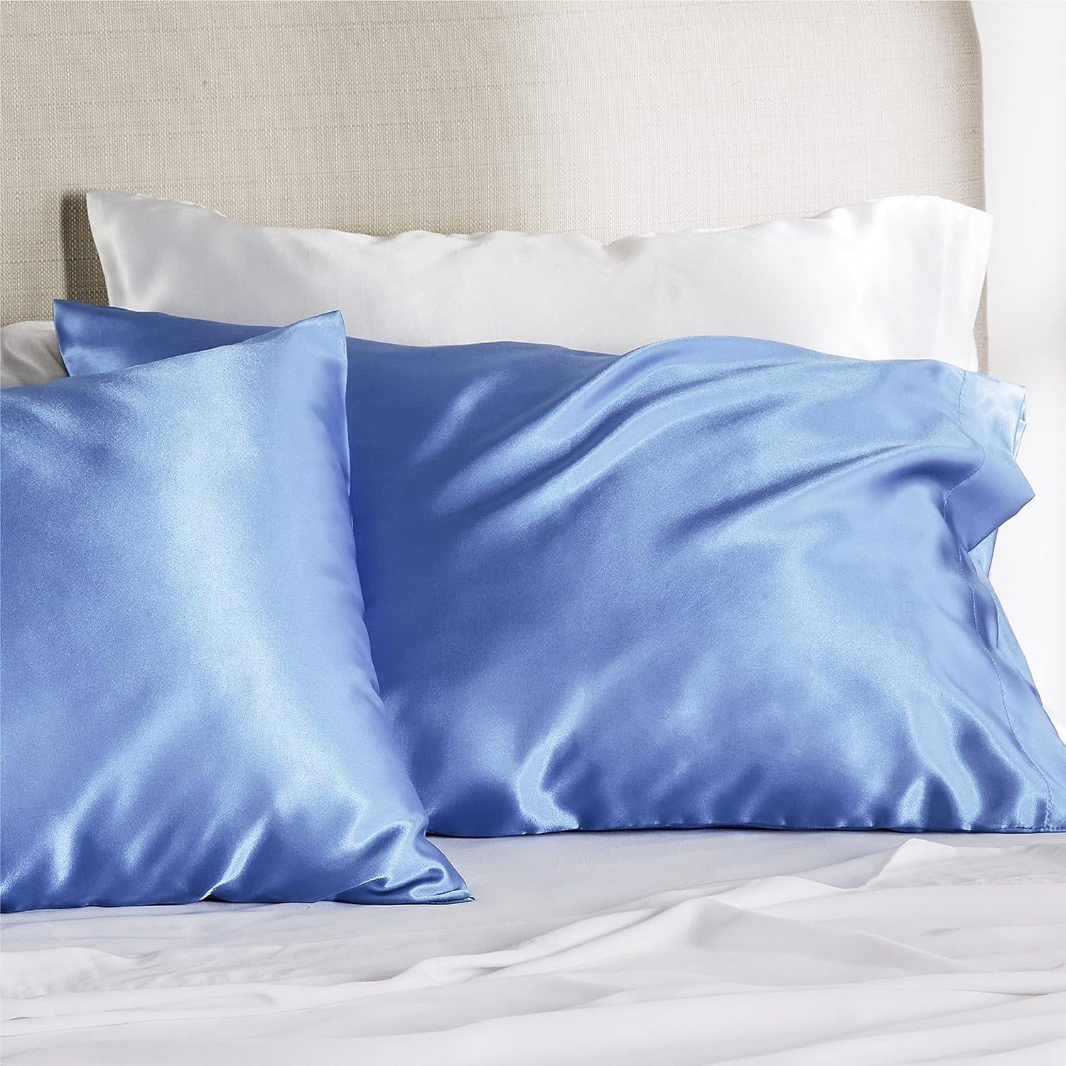 Bedsure Satin Pillowcase 2 Pack Queen with Envelope Closure for Hair