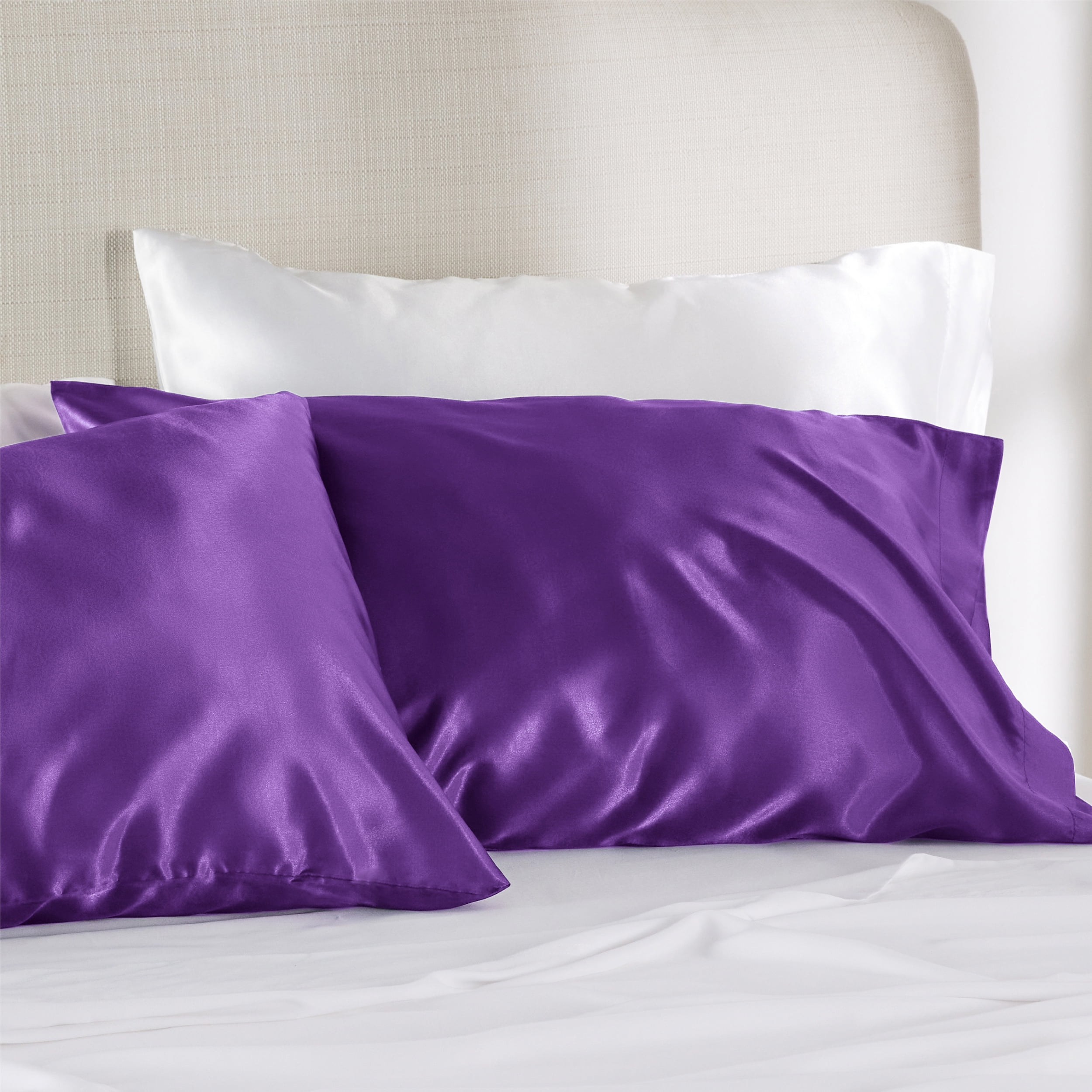 Bedsure Satin Pillowcase 2 Pack Standard with Envelope Closure for Hair