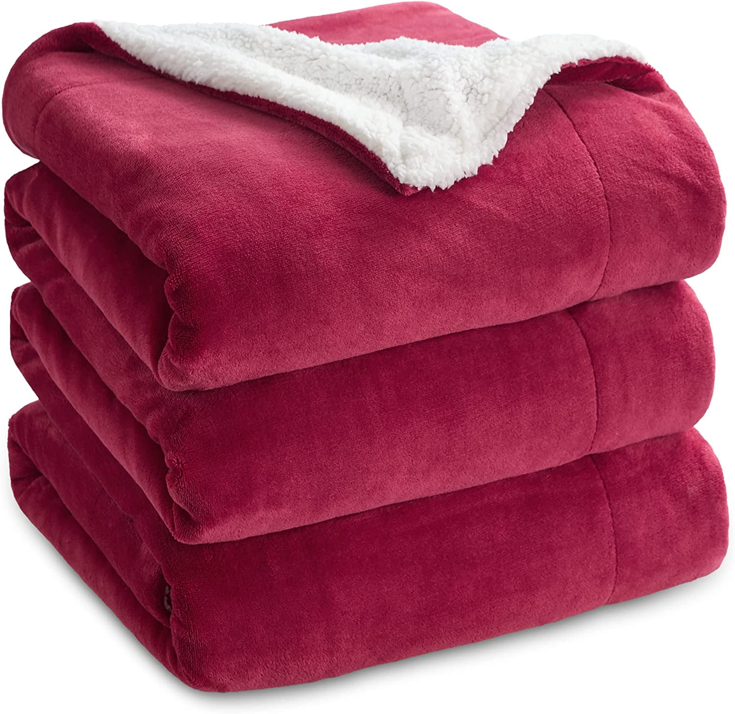 Bedsure Sherpa Fleece King Blanket Red - Thick Warm Blankets, Soft