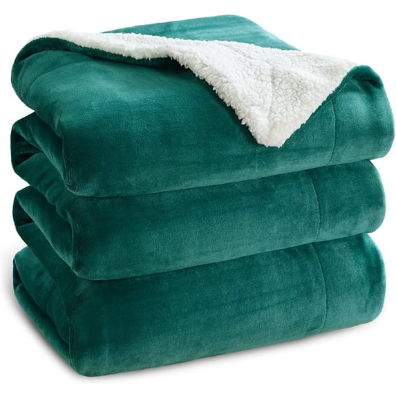 Sherpa Fleece King Size Forest Green- Thick and Warm Blankets, Soft and Fuzzy,108x90 Inches
