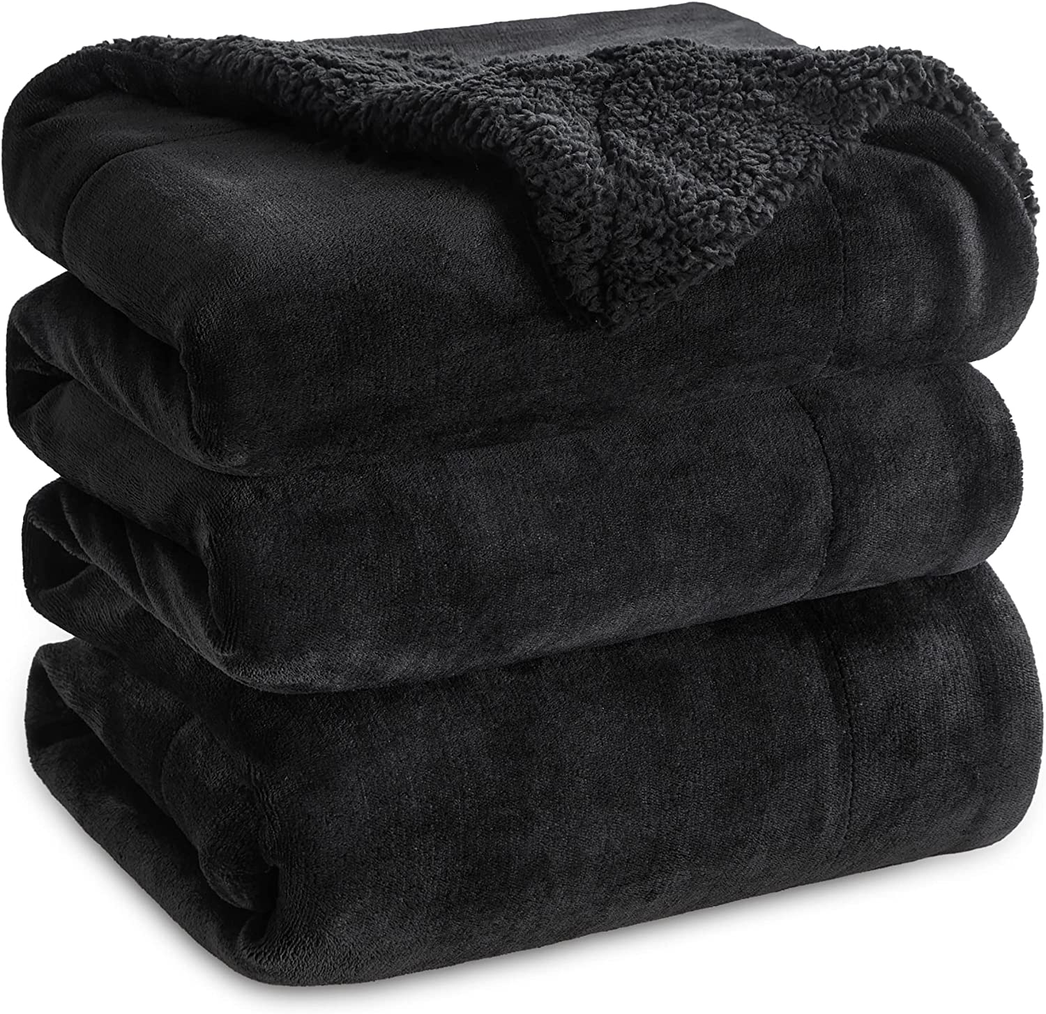 Bedsure Sherpa Fleece Blanket Queen Size Navy Blue Reversible Plush Blanket Fuzzy Ultra Soft Bed