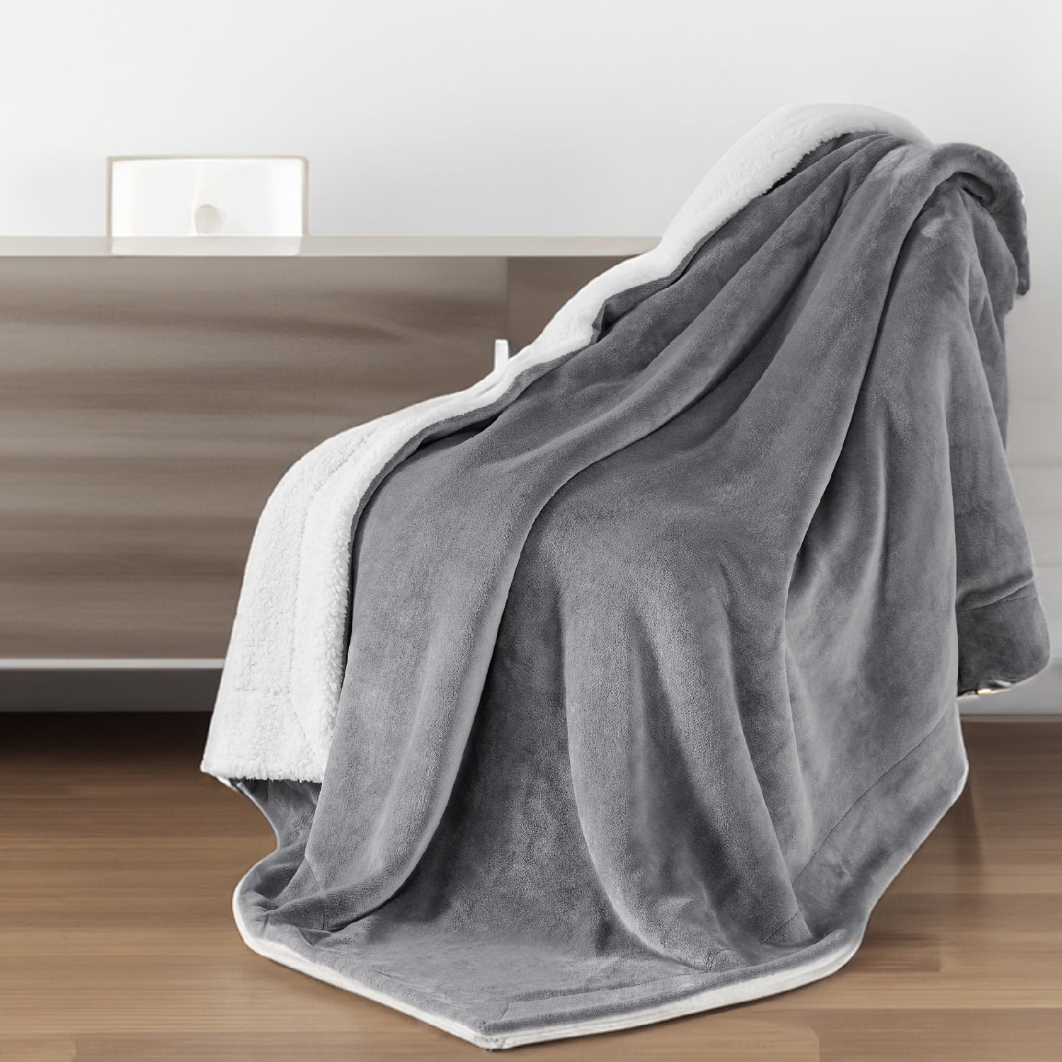 Bedsure Plush Ultra Cozy Sherpa Fleece Throw Blanket Thick Warm Soft Fuzzy 50x60 Inches Grey Walmart