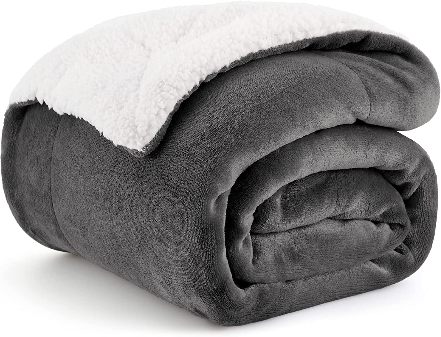 Bedsure Sherpa Fleece Throw Blanket Twin Size Charcoal - Thick and