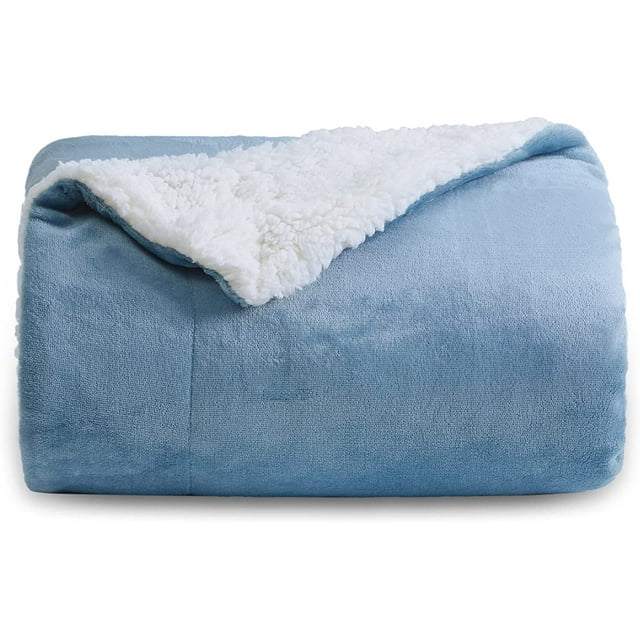 Bedsure Sherpa Fleece Throw Blanket Washed Blue Thick Warm Blankets