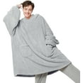 thumbnail image 1 of Cozy Comfort Sherpa Wearable Blanket Sweatshirt - Oversized Hoodie Blanket, Adult Blanket Sweater, Warm Fleece Blanket Jacket with Zippers and Deep Pockets (Dark Grey, Oversize), 1 of 6