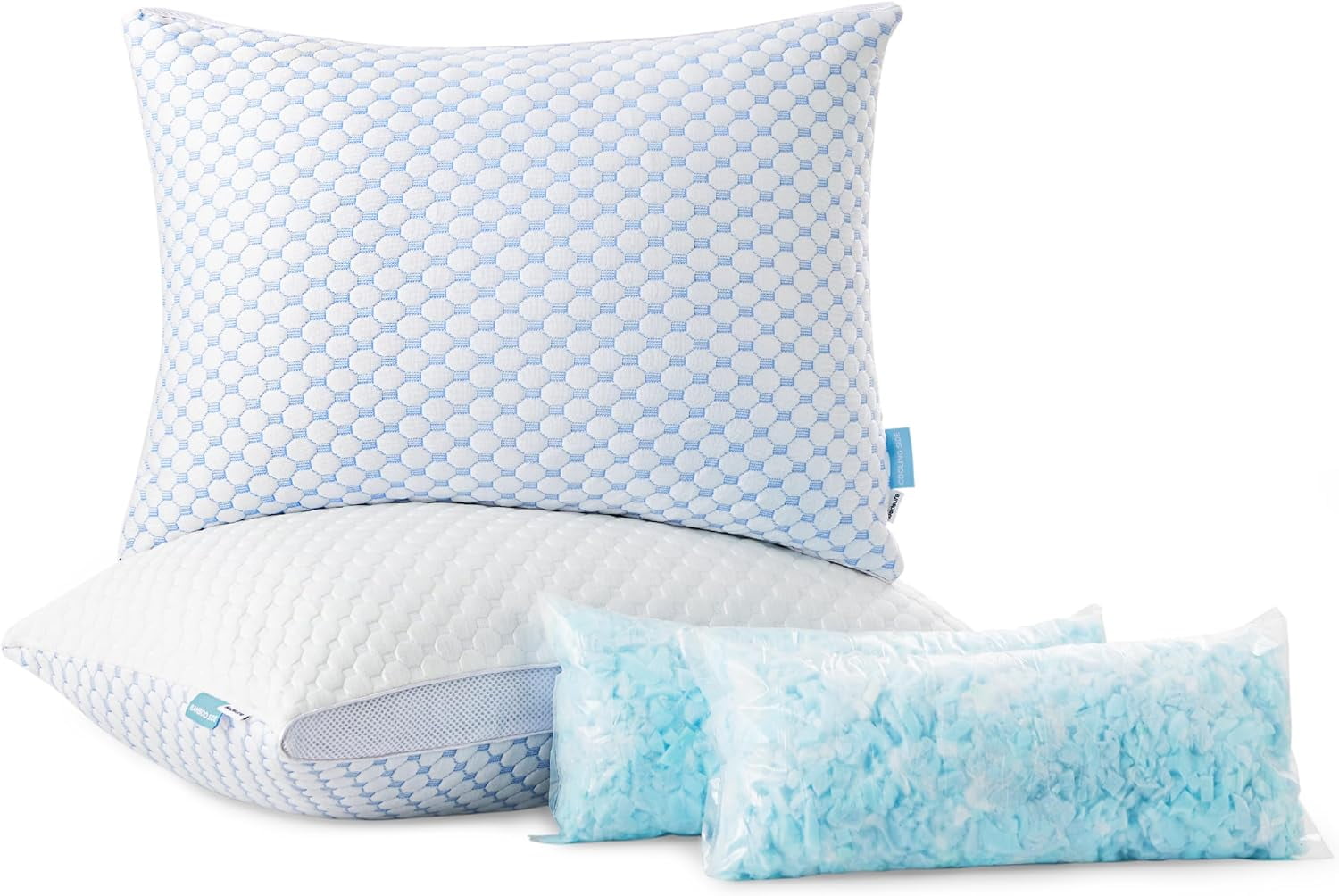 Cozy Comfort Shredded Memory Foam Pillow Firm Side Sleeper Pillows, Premium Rayon Derived from