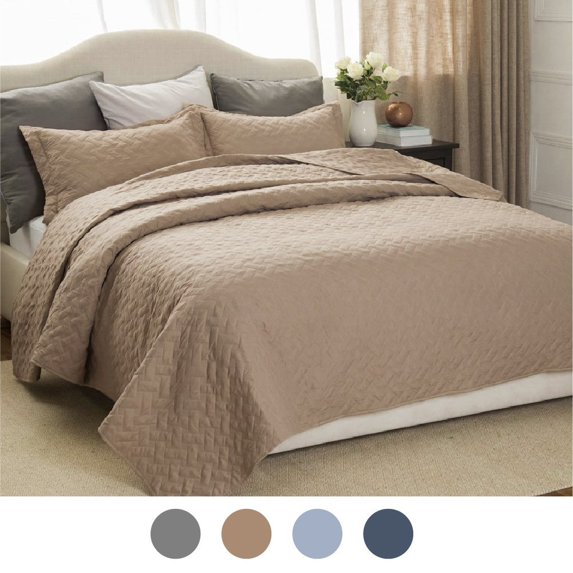 Bedsure Solid Color Reversible Quilt Bedding Sets