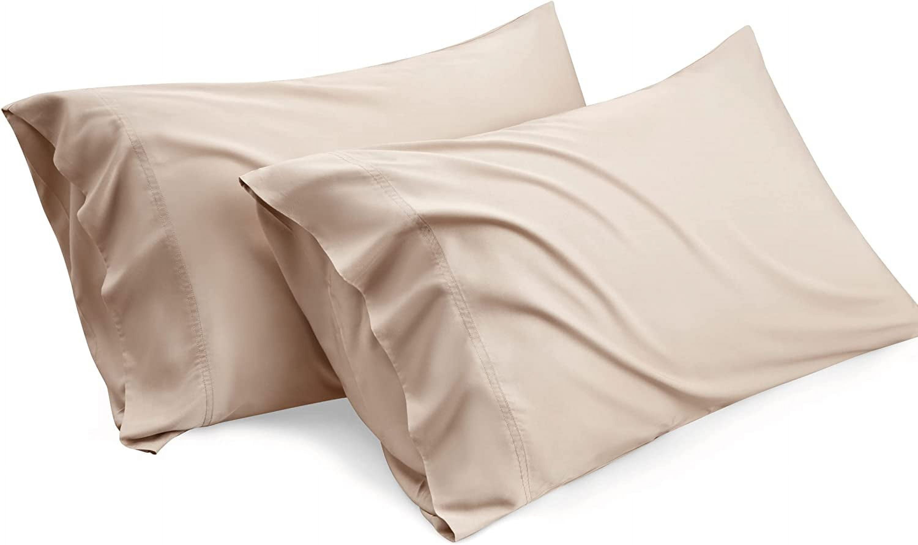 Bedsure Standard Cooling Pillow Cases - Rayon Derived from Bamboo, Beige  Set of 2,Pillow Covers with Envelope Closure 