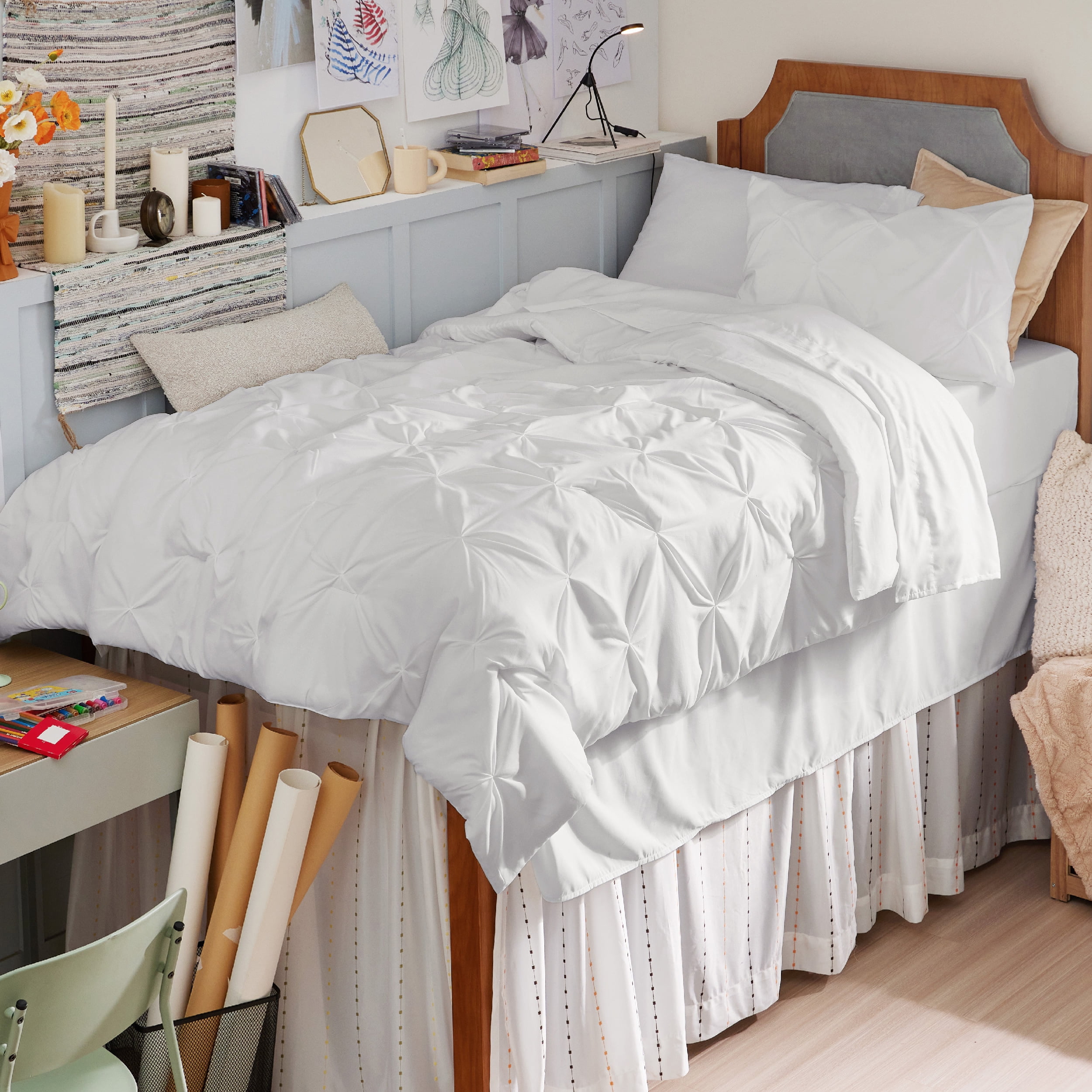 Bedsure Twin Bed in a Bag - Twin Comforter Sets 5 Pieces Stripes Seersucker  Bedding Set, Soft Lightweight Down Alternative Comforter, Twin Bed Set