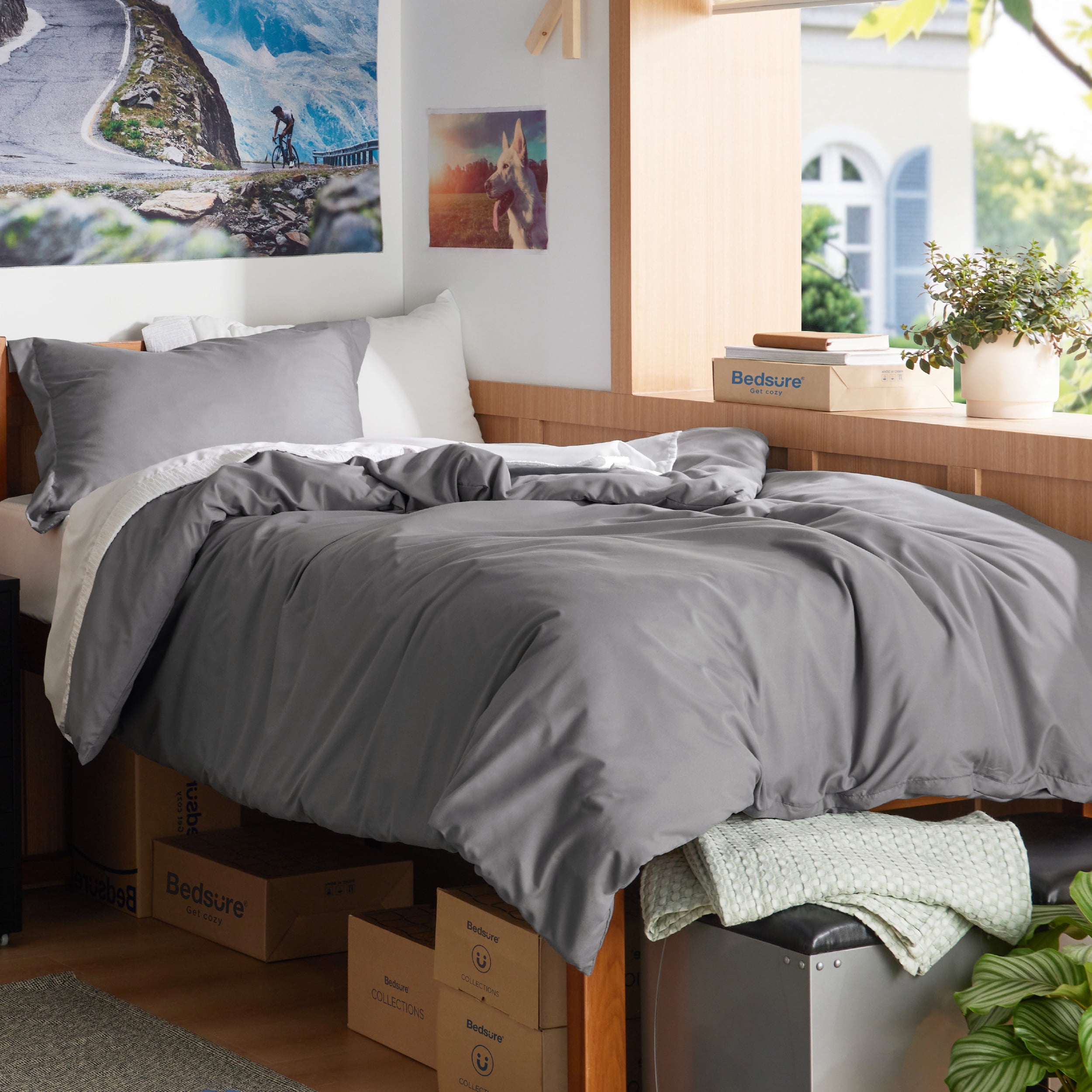 Cozy Comfort Twin Gray polyester microfiber material Duvet Covers 2