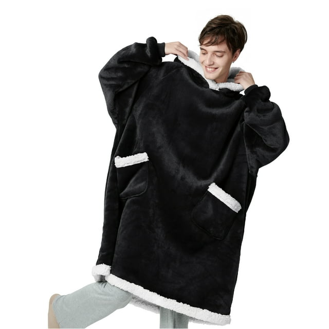 Bedsure Wearable Blanket Hoodie, Sherpa Hoodie Blanket with Giant