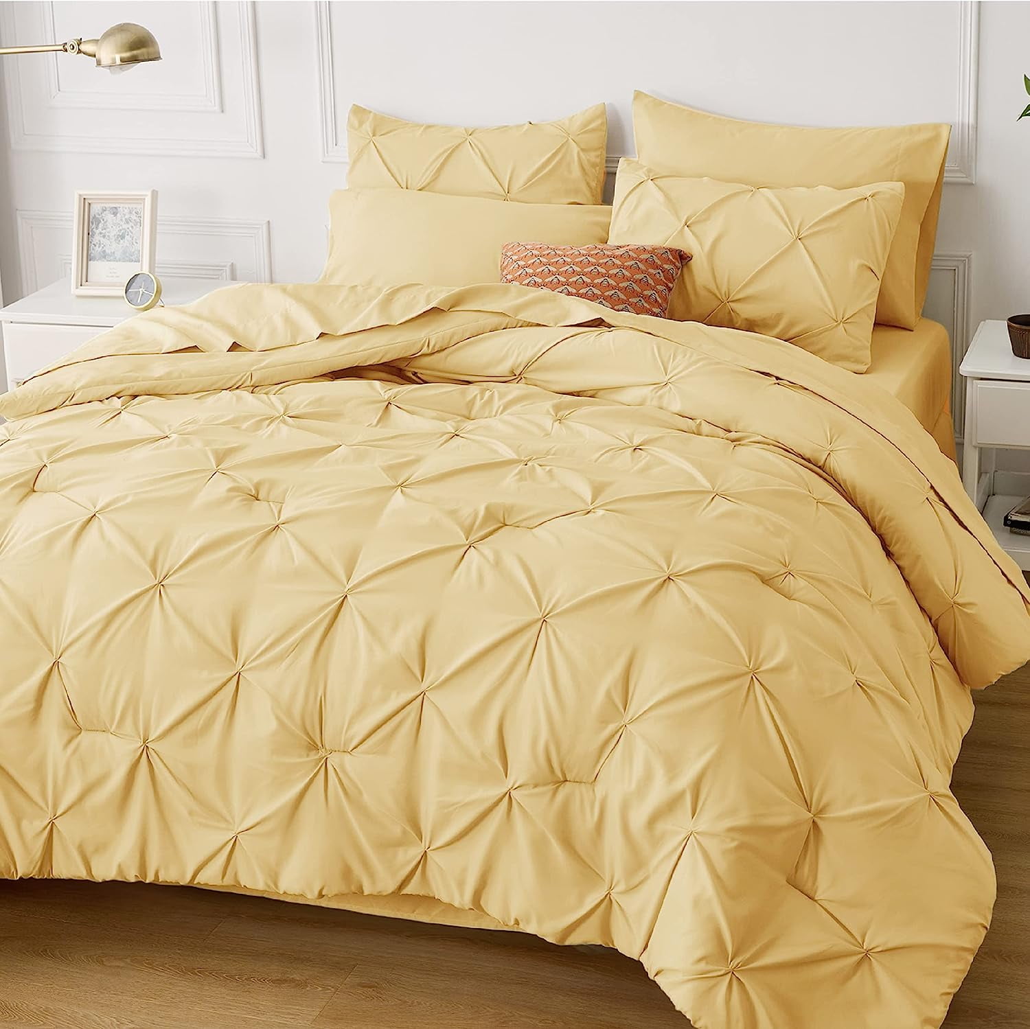 Cozy Comfort Yellow Queen Comforter Set - Bed in a Bag Queen 7 Pieces ...