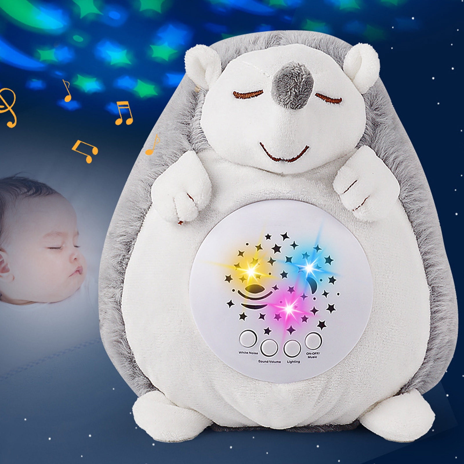 Bedtime Baby Squirrel Soother with Starry Projector, Plush Stuffed