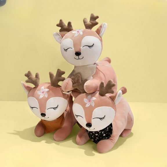 Bedtime Cartoon Deer Plush Stuffed Animal Toy -12'' Soft Deer Doll Toy Birthday Gift